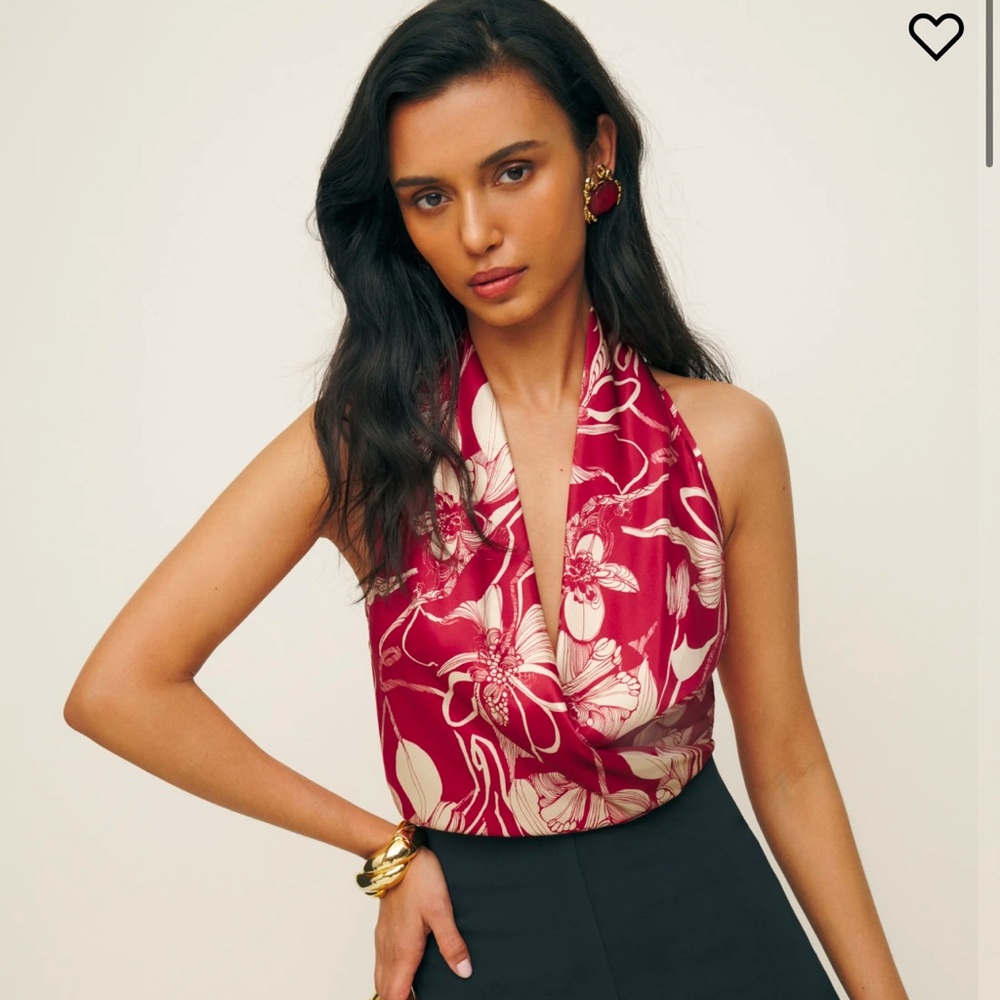 Reformation Emmy silk halter top